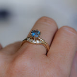 1.08ct Round Azure Blue Montana Sapphire Lotus Solitaire in 14k Yellow Gold