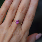 1.37ct Oval Untreated Pink Burmese Spinel Lotus Solitaire in 14k Yellow Gold