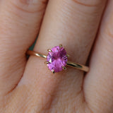 1.37ct Oval Untreated Pink Burmese Spinel Lotus Solitaire in 14k Yellow Gold