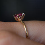 1.37ct Oval Untreated Pink Burmese Spinel Lotus Solitaire in 14k Yellow Gold