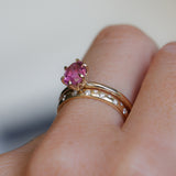 1.37ct Oval Untreated Pink Burmese Spinel Lotus Solitaire in 14k Yellow Gold