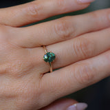 1.56ct Oval Australian Green and Teal Sapphire Lotus Solitaire in 14k Yellow Gold