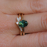 1.56ct Oval Australian Green and Teal Sapphire Lotus Solitaire in 14k Yellow Gold