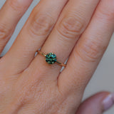 1.30ct Round Untreated Deep Green Nigerian Sapphire Lotus Solitaire in 14k Yellow Gold