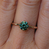 1.30ct Round Untreated Deep Green Nigerian Sapphire Lotus Solitaire in 14k Yellow Gold