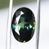 5.35CT OVAL AUSTRALIAN SAPPHIRE, DEEP GREEN PARTI, UNTREATED, 12.9X8X5.5MM