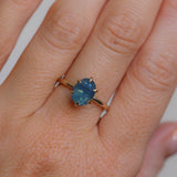 2.22ct Oval Blue Opalescent Untreated Nigerian Sapphire Lotus Solitaire in 14k Yellow Gold