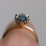 2.22ct Oval Blue Opalescent Untreated Nigerian Sapphire Lotus Solitaire in 14k Yellow Gold