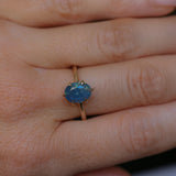 2.22ct Oval Blue Opalescent Untreated Nigerian Sapphire Lotus Solitaire in 14k Yellow Gold