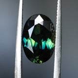 5.35CT OVAL AUSTRALIAN SAPPHIRE, DEEP GREEN PARTI, UNTREATED, 12.9X8X5.5MM