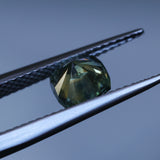 1.38CT PRECISION CUT SQUARE CUSHION MONTANA SAPPHIRE, GOLDEN YELLOW-GREEN, 6.1X6.1X4.2MM