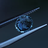 1.78CT ROUND PRECISION CUT MONTANA SAPPHIRE, LIGHTER BLUE GREY, 7.2X4.7MM