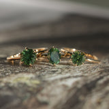 1.56ct Oval Australian Green and Teal Sapphire Lotus Solitaire in 14k Yellow Gold