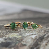 1.56ct Oval Australian Green and Teal Sapphire Lotus Solitaire in 14k Yellow Gold