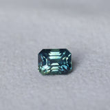 2.05CT MADAGASCAR EMERALD CUT SAPPHIRE, PARTI BLUE GREEN YELLOW, UNTREATED, 7.1X5.5X5MM