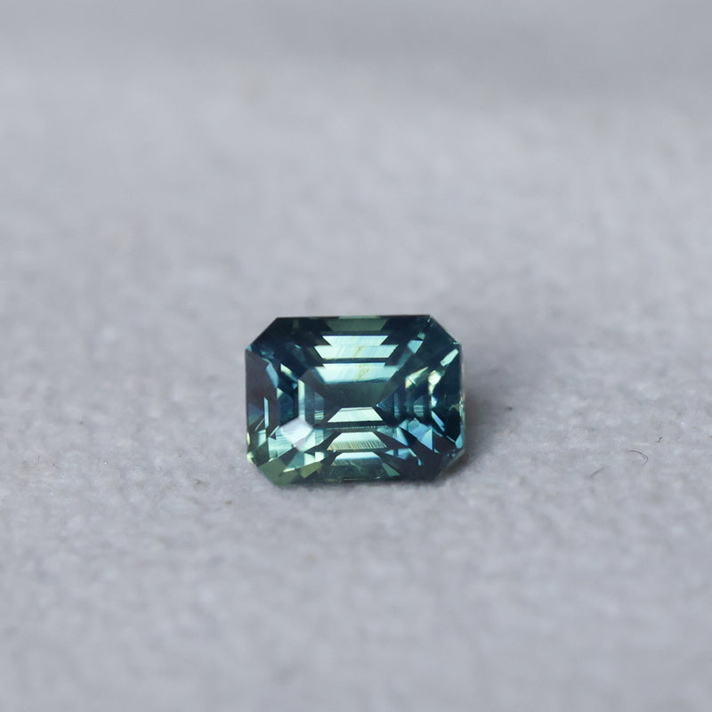 2.05CT MADAGASCAR EMERALD CUT SAPPHIRE, PARTI BLUE GREEN YELLOW, UNTREATED, 7.1X5.5X5MM