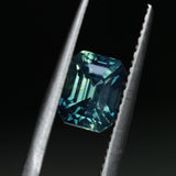 2.05CT MADAGASCAR EMERALD CUT SAPPHIRE, PARTI BLUE GREEN YELLOW, UNTREATED, 7.1X5.5X5MM