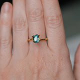 2.05CT MADAGASCAR EMERALD CUT SAPPHIRE, PARTI BLUE GREEN YELLOW, UNTREATED, 7.1X5.5X5MM