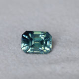 2.49CT MADAGASCAR EMERALD CUT SAPPHIRE, PARTI BLUE GREEN YELLOW, UNTREATED, 7.8X5.8X5.5MM