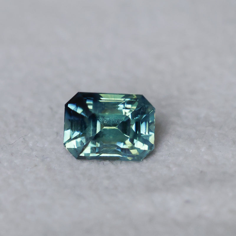 2.49CT MADAGASCAR EMERALD CUT SAPPHIRE, PARTI BLUE GREEN YELLOW, UNTREATED, 7.8X5.8X5.5MM