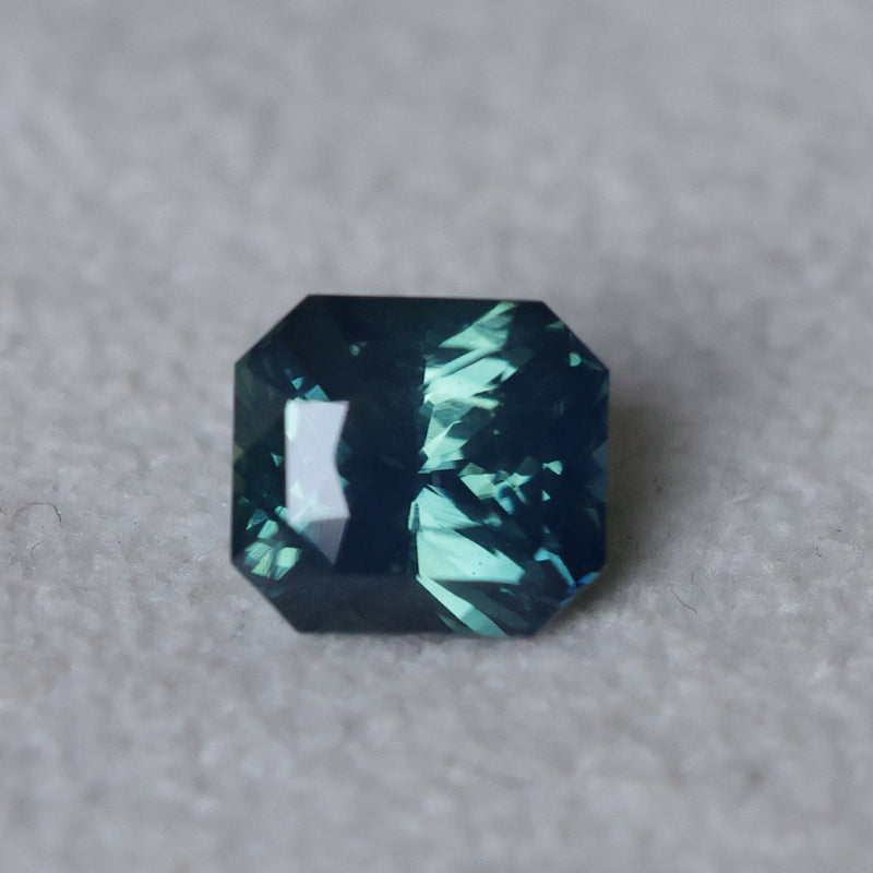 2.03CT MADAGASCAR RADIANT SAPPHIRE, GLOWY TEAL BLUE, UNTREATED, 6.7X6.09X4.7MM