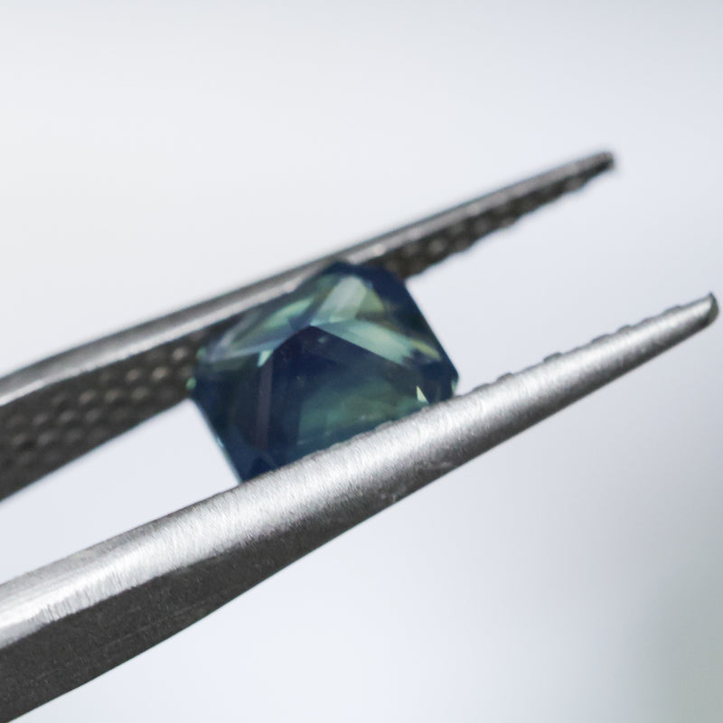 2.03CT MADAGASCAR RADIANT SAPPHIRE, GLOWY TEAL BLUE, UNTREATED, 6.7X6.09X4.7MM