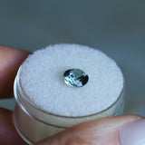 1.39CT ROUND PRECISION CUT MONTANA SAPPHIRE, COLOR SHIFTING TEAL TO PURPLE GREY, 6.5X4.3MM