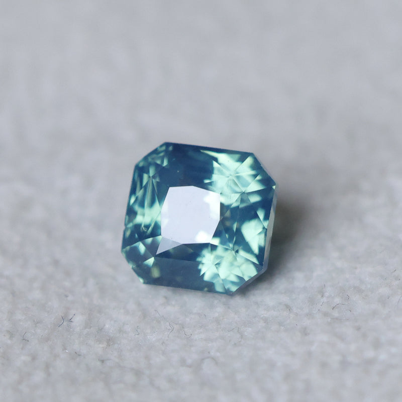 2.10CT MADAGASCAR RADIANT SAPPHIRE, GLOWY TEAL BLUE GREEN, UNTREATED, 6.3X6.2MM