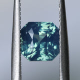 2.10CT MADAGASCAR RADIANT SAPPHIRE, GLOWY TEAL BLUE GREEN, UNTREATED, 6.3X6.2MM
