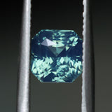 2.10CT MADAGASCAR RADIANT SAPPHIRE, GLOWY TEAL BLUE GREEN, UNTREATED, 6.3X6.2MM