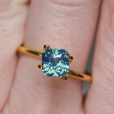 2.10CT MADAGASCAR RADIANT SAPPHIRE, GLOWY TEAL BLUE GREEN, UNTREATED, 6.3X6.2MM