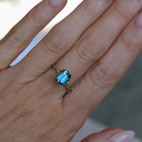 2.15CT MADAGASCAR EMERALD CUT SAPPHIRE, STEELY TEAL, 8.1X5.9X4.5MM