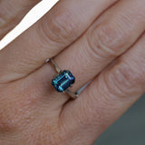 2.15CT MADAGASCAR EMERALD CUT SAPPHIRE, STEELY TEAL, 8.1X5.9X4.5MM