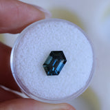 2.31CT MADAGASCAR ELONGATED HEXAGON SAPPHIRE, DEEP ROYAL BLUE TEAL, 10.1X6X4.6MM