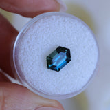 2.31CT MADAGASCAR ELONGATED HEXAGON SAPPHIRE, DEEP ROYAL BLUE TEAL, 10.1X6X4.6MM