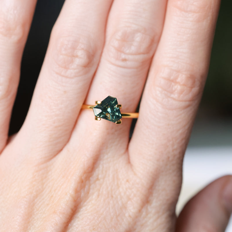 2.24CT BRILLIANT SHIELD MADAGASCAR SAPPHIRE, TEAL BLUE GREEN, 8.66X6.83X5.15MM