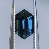 2.31CT MADAGASCAR ELONGATED HEXAGON SAPPHIRE, DEEP ROYAL BLUE TEAL, 10.1X6X4.6MM
