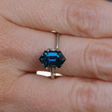 2.31CT MADAGASCAR ELONGATED HEXAGON SAPPHIRE, DEEP ROYAL BLUE TEAL, 10.1X6X4.6MM