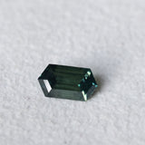 1.59CT NIGERIAN ELONGATED STEP CUT HEXAGON SAPPHIRE, PARTI GREEN, UNTREATED, 8.67X4.79X3.92MM
