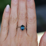 2.31CT MADAGASCAR ELONGATED HEXAGON SAPPHIRE, DEEP ROYAL BLUE TEAL, 10.1X6X4.6MM