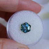 2.41CT MADAGASCAR HEXAGON SAPPHIRE, STEELY BLUE GREY, 7.7X5.2MM