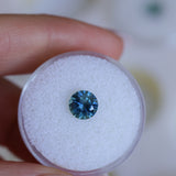 1.42CT ROUND PRECISION CUT MONTANA SAPPHIRE, OCEAN BLUE TEAL, 6.7X4.36MM