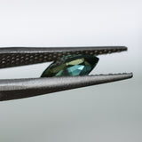 1.28CT AUSTRALIAN MARQUISE SAPPHIRE, PARTI LIGHT AND DARK GREEN, UNTREATED, 9.9X4.88X3.22MM