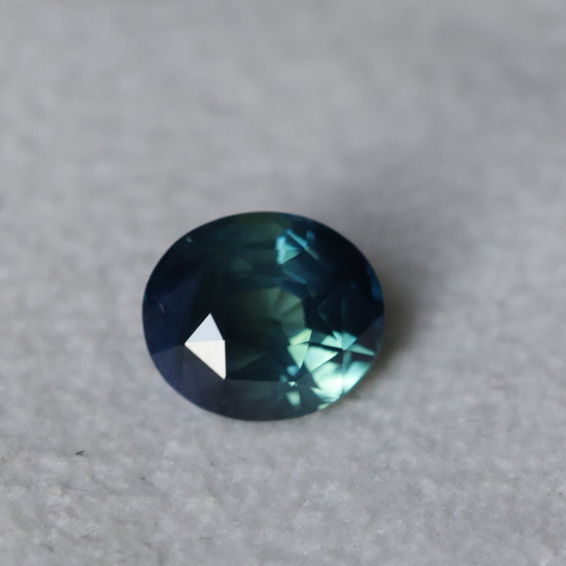 2.09CT OVAL MADAGASCAR SAPPHIRE, DEEP PARTI TEAL AND GREEN, UNTREATED, 7.7X6.6X4.9MM