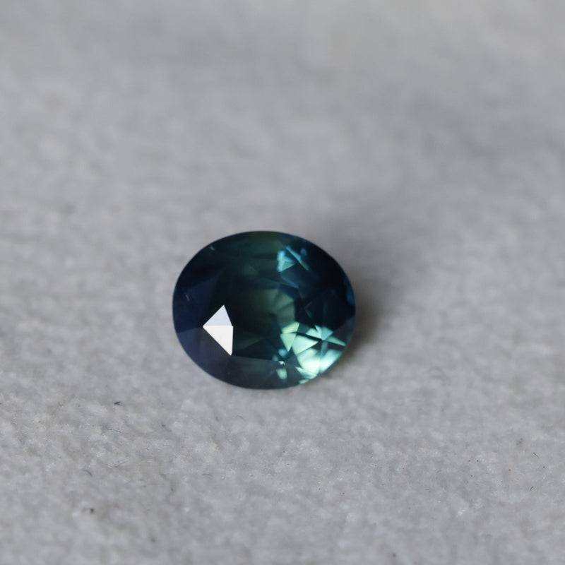 2.09CT OVAL MADAGASCAR SAPPHIRE, DEEP PARTI TEAL AND GREEN, UNTREATED, 7.7X6.6X4.9MM