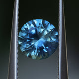 1.42CT ROUND PRECISION CUT MONTANA SAPPHIRE, OCEAN BLUE TEAL, 6.7X4.36MM