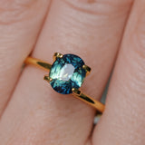 2.09CT OVAL MADAGASCAR SAPPHIRE, DEEP PARTI TEAL AND GREEN, UNTREATED, 7.7X6.6X4.9MM