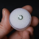 1.22CT ROUND MONTANA SAPPHIRE, WHITE GREY, UNTREATED, 6.48X3.94MM