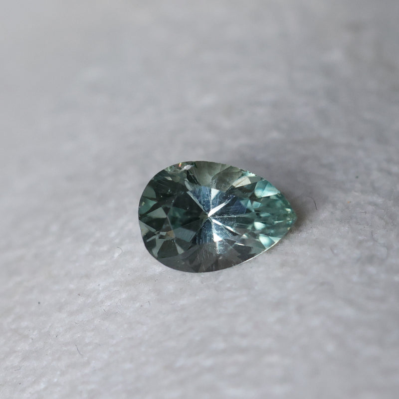 1.23CT PEAR BRILLIANT MONTANA SAPPHIRE, LIGHT BLUE GREY, UNTREATED, 8.09X5.69X3.99MM