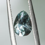 1.23CT PEAR BRILLIANT MONTANA SAPPHIRE, LIGHT BLUE GREY, UNTREATED, 8.09X5.69X3.99MM